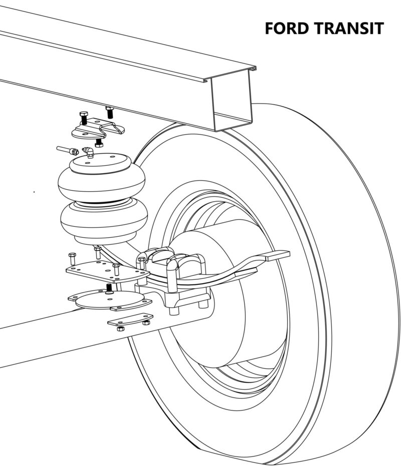 Zestaw pneumatyczny Ford od 2014 ze sterownikiem manualnym – Ford Transit LWD i RWD, pojedyncze koła