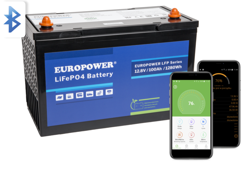 Akumulator EUROPOWER serii LFP 12,8V 100Ah + Bluetooth