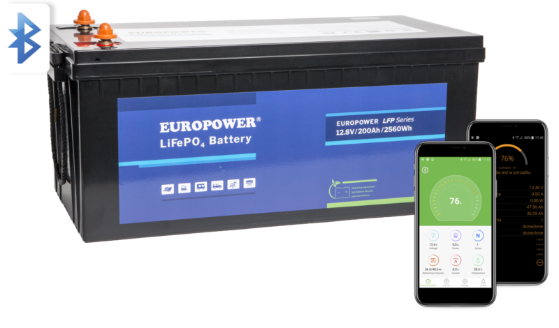 Akumulator EUROPOWER serii LFP 12,8V 200Ah + Bluetooth + Grzałka